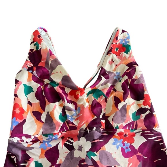 ATHLETA Tropical Daybreak Triangle Tankini Top in Pink Multi - Picture 5 of 10